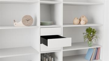 Kitchn Indv. skuffe 28,4 - 36,7 cm fuldudtræk m. PTO - Hvid - Højde 12,4 cm